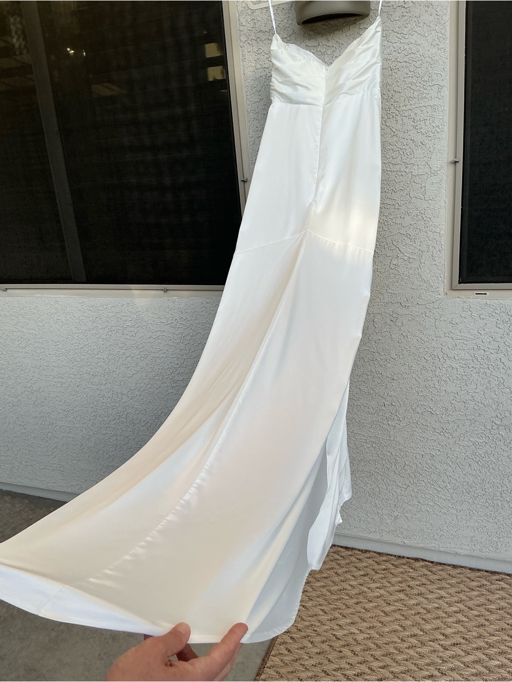 NWT Lulu’s Heidy White Satin Beaded Strapless Maxi Wedding Dress Medium Romantic - Picture 12 of 12